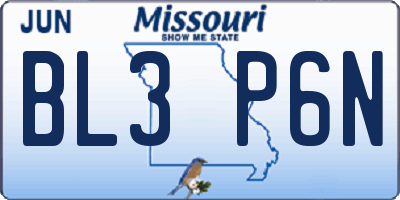 MO license plate BL3P6N