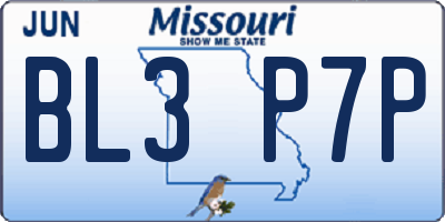 MO license plate BL3P7P