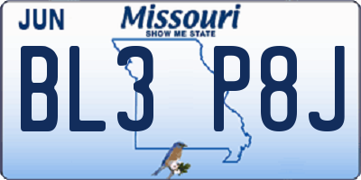 MO license plate BL3P8J
