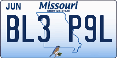 MO license plate BL3P9L