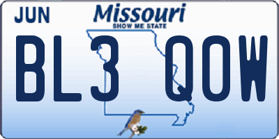 MO license plate BL3Q0W