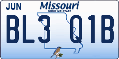 MO license plate BL3Q1B