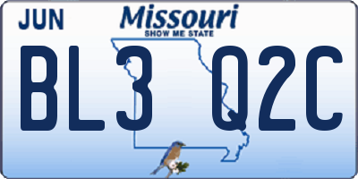 MO license plate BL3Q2C