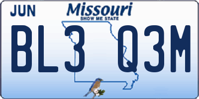 MO license plate BL3Q3M