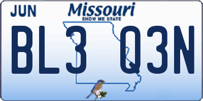 MO license plate BL3Q3N
