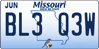 MO license plate BL3Q3W
