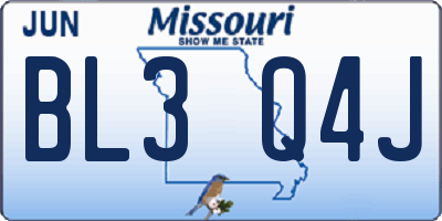 MO license plate BL3Q4J