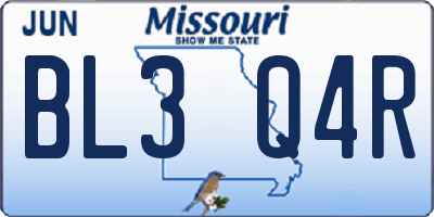 MO license plate BL3Q4R