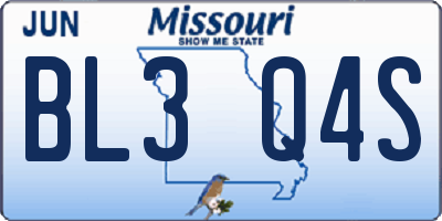 MO license plate BL3Q4S
