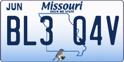 MO license plate BL3Q4V