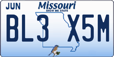 MO license plate BL3X5M