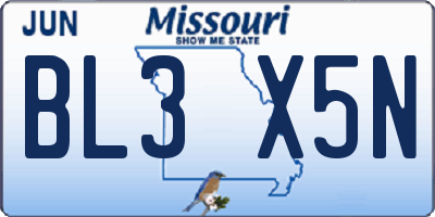 MO license plate BL3X5N