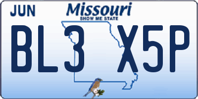 MO license plate BL3X5P