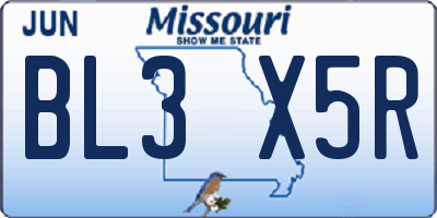 MO license plate BL3X5R