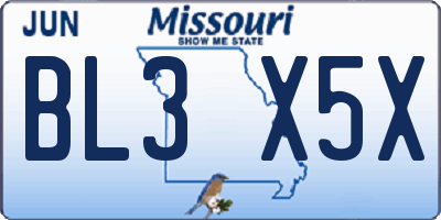 MO license plate BL3X5X