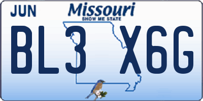 MO license plate BL3X6G