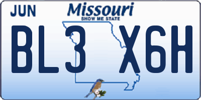 MO license plate BL3X6H