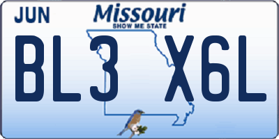 MO license plate BL3X6L