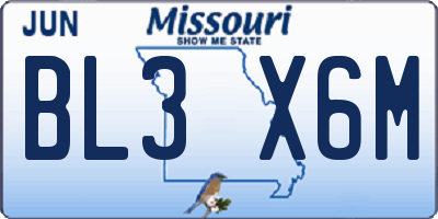 MO license plate BL3X6M