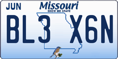 MO license plate BL3X6N