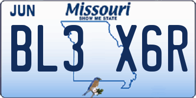 MO license plate BL3X6R