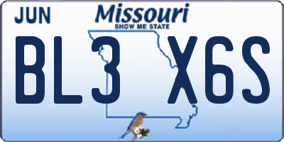 MO license plate BL3X6S