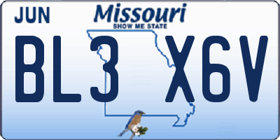 MO license plate BL3X6V