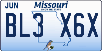 MO license plate BL3X6X
