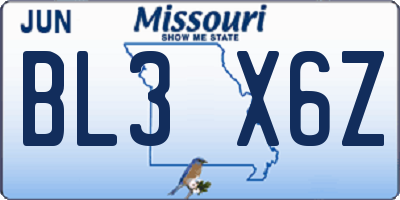 MO license plate BL3X6Z