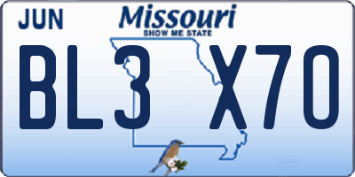 MO license plate BL3X7O