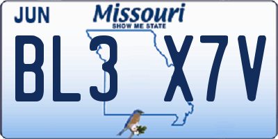 MO license plate BL3X7V