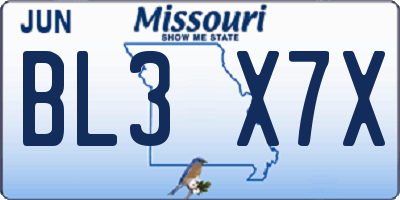 MO license plate BL3X7X
