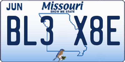 MO license plate BL3X8E