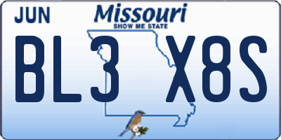 MO license plate BL3X8S