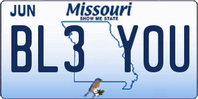 MO license plate BL3Y0U
