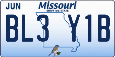 MO license plate BL3Y1B