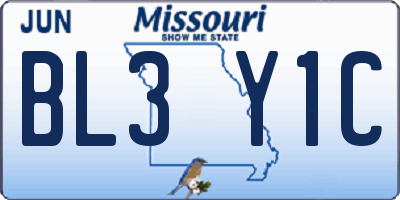 MO license plate BL3Y1C