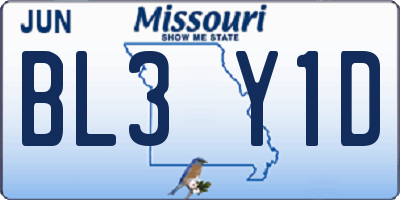 MO license plate BL3Y1D