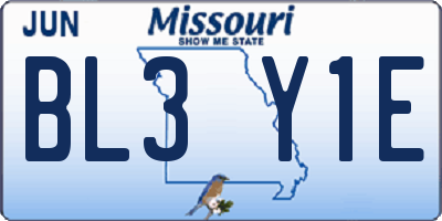 MO license plate BL3Y1E