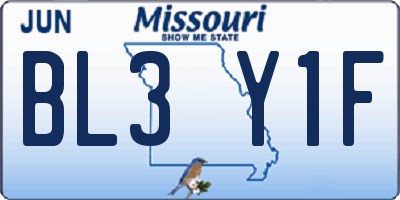 MO license plate BL3Y1F