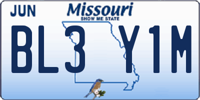 MO license plate BL3Y1M