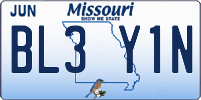 MO license plate BL3Y1N