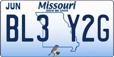 MO license plate BL3Y2G