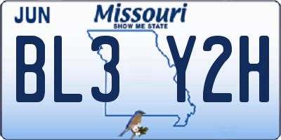 MO license plate BL3Y2H