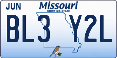MO license plate BL3Y2L