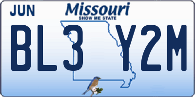 MO license plate BL3Y2M