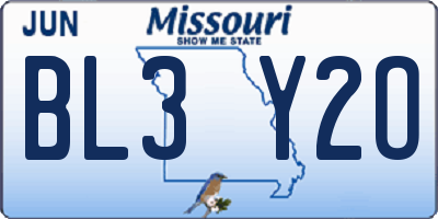 MO license plate BL3Y2O