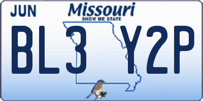 MO license plate BL3Y2P
