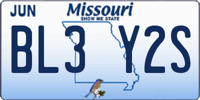 MO license plate BL3Y2S