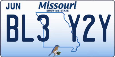 MO license plate BL3Y2Y